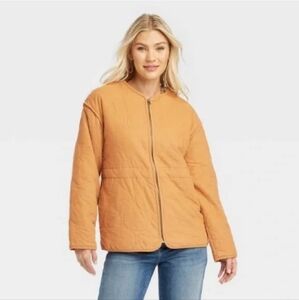 Universal Thread Womens Corduroy Jacket S Mustard Full Zip Lined Long Sleeve